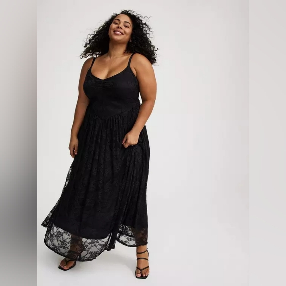 Torrid Maxi Stretch Lace Bustier Dress Deep Black Size 1X - Picture 3 of 16
